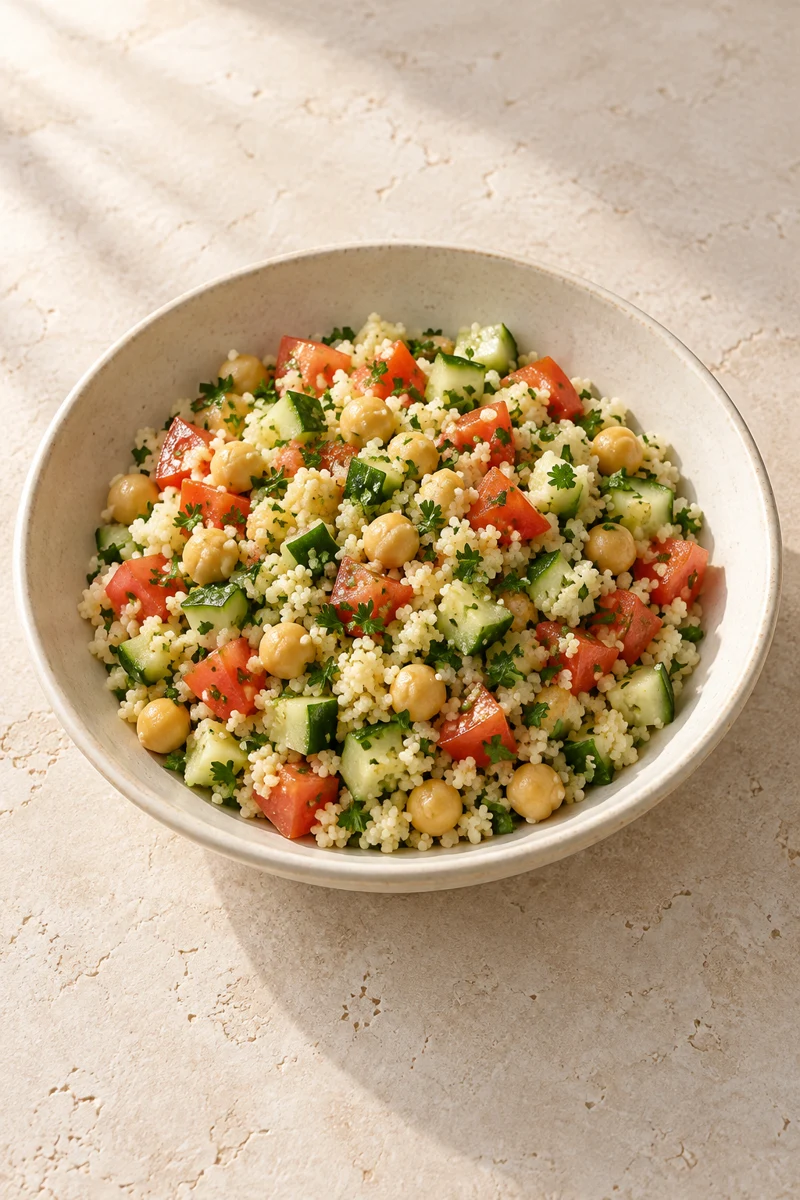 Kräutercouscous mit Kichererbsen